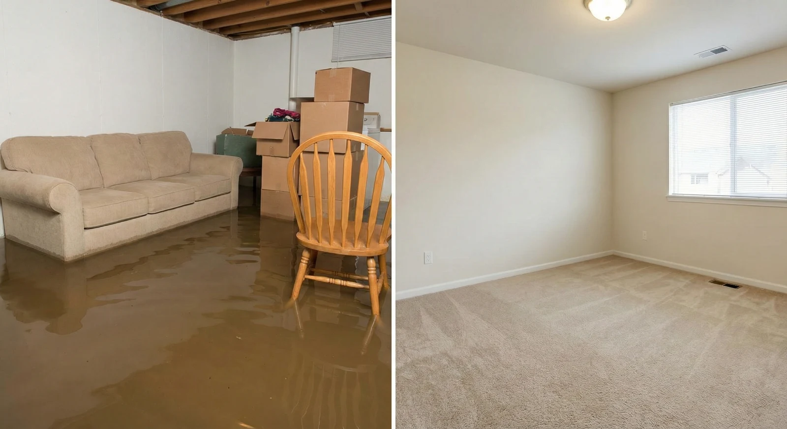 Technician performing water damage restoration in a Phoenix home."